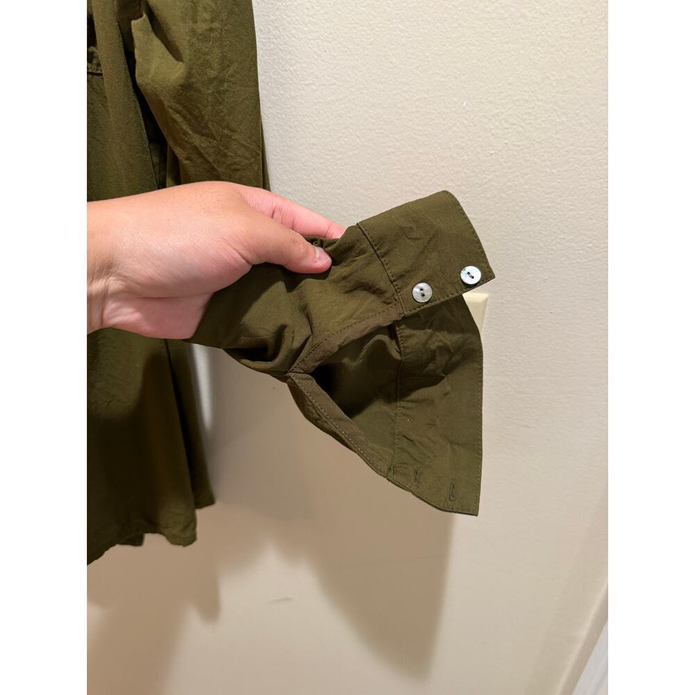Moss Green Crinkle Style J. Jill Button Down Long-Sleeve Business Casual- Sz L - Picture 6 of 11
